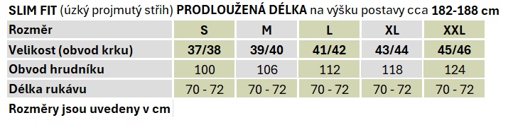 Tabulka velikostí Jamel výška 4